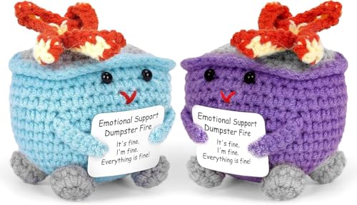 Fogo de recipiente de lixo de apoio emocional, feito à mão, recipiente de lixo de Natal, divertido recipiente de lixo de Natal com decoração de mesa de cartão positivo (roxo +