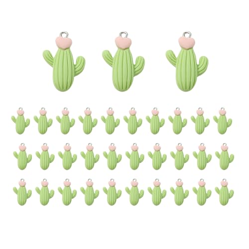 NOIAFZY 30Pcs Creative Heart Cactus Shape Beads Loose Beads for DIY Jewelry Making Bracelets Necklaces Accessories