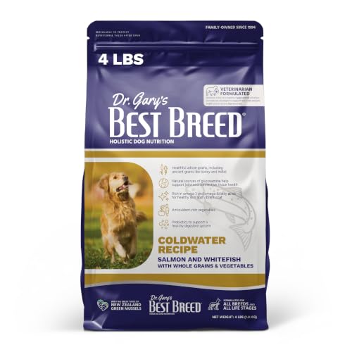 Dr. Gary's Best Breed Coldwater Recipe – Salmon & Whitefish Dry Dog Food, Veterinarian-Formulated, Hypoallergenic for Sensitive Skin & Stomach (4 lb Bag)