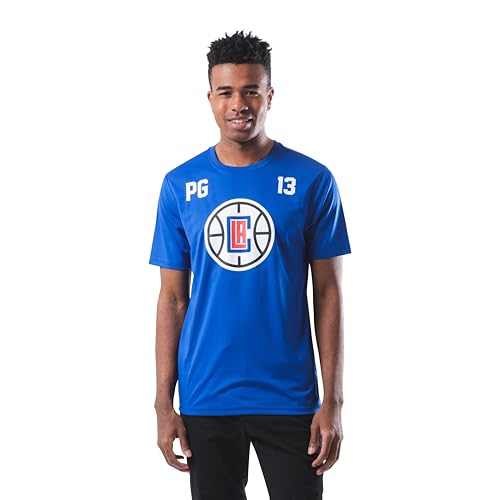 Ultra Game NBA Official Men’s Super Soft Players T-Shirt - Unisex, Los Angeles Clippers - Paul George, Team Color, Large