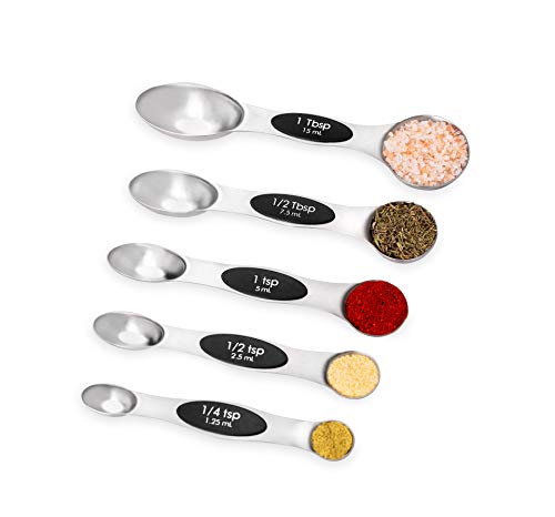 Internet's Best 5 Count Magnetic Measuring Spoon Set, Stainless Steel