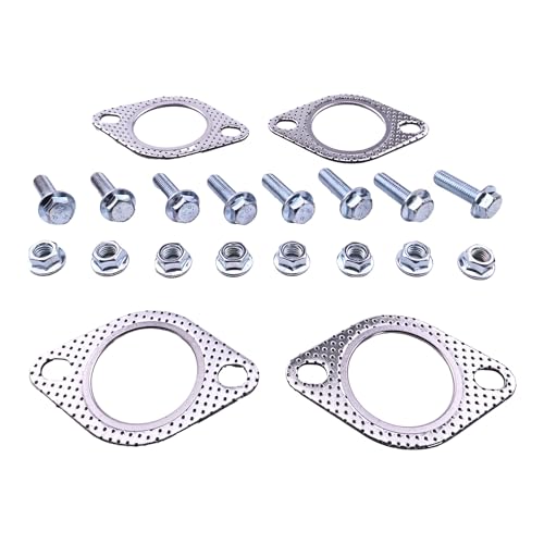 Image of 2 inch 2-Bolt High-Temp Flange Sealing Kit (4 Gaskets + 8 Bolts) - Reinforced Emission System Gasket for Muffler /Header /Catalytic Converter