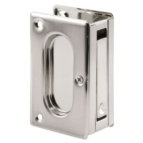 Prime-Line N 7363 Brass Closet Pocket Door Passage Pull, 3-3/4” x 2-1/2” Pull for 1-3/8” x 1-3/4” Thick Doors, Satin Nickel (Single Pack) by PRIME-LINE - Used condition - US$11.74