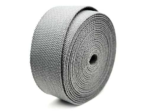 CRAFTMEMORE 1.5 Inches Heavy Cotton Webbing - Plain Weave Straps for Arts and Crafts, Luxury Bag Strap High Density Webbing (50 Yards, Gray)