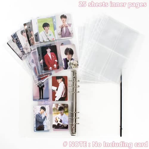 A5 Photocard Binder With 25 Pcs Inner 6 Ring, Korean Pop Photocard Holder Book, Photocard Album, Clear K-Pop Album Photo Card Binder Book, 4 Photo Style Photo Card Album, 2 Set With 1 Letter Sticker #TOP1