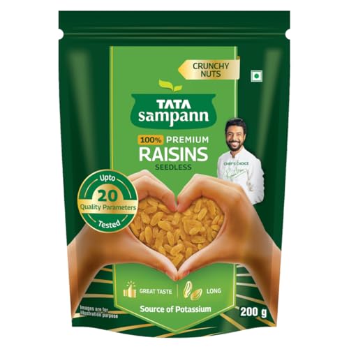 Pure Raisins Seedless/Kishmish, 200g, Source Of Potassium, Premium Dry Fruits, Green Raisins