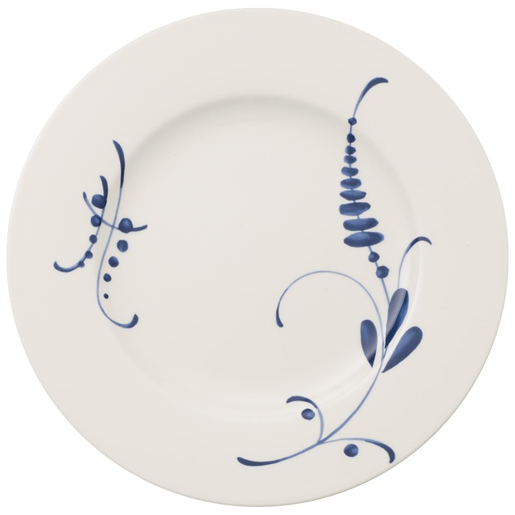 Old Luxembourg Brindille Dinner Plate, 10.5 in, Premium Porcelain, White/Blue