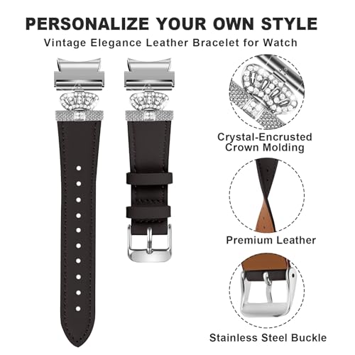 Leather band Compatible With Galaxy watch 4/Galaxy watch 5 40mm 44mm Genuine Leather Adjustable Strap For Galaxy Watch 4 Classic 42mm 46mm/Watch 5 Pro 45mm3