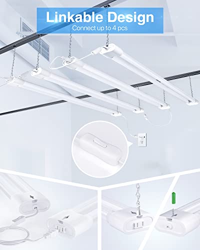 Ensenior 4 Pack Linkable Led Shop Light 4Ft For Garage, 4400 High Lumens, 36W Equivalent 280W, 5000K Daylight, 48 Inch Utility Shop Led Lights, Surface Or Hanging Mount Fixtures, White, Etl Certified #TOP3
