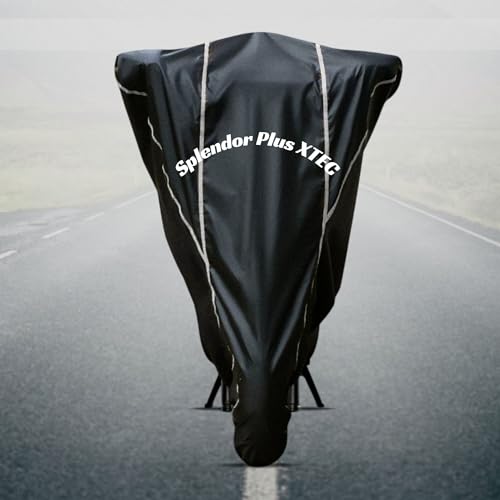 Image of Motorcycle Bike Body Cover for Outdoor Use - Heavy Fabric Water Resistant Two Wheeler Cover with UV, Dust & Rain Protection Compatible for Splendor Plus XTEC