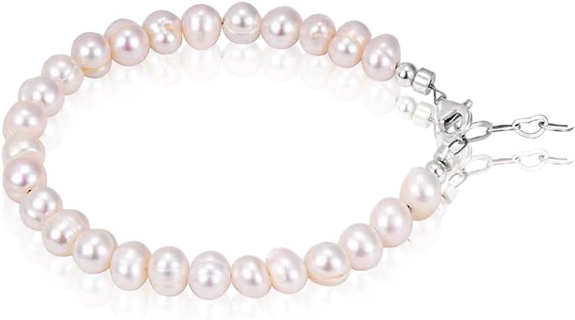 Baby Crystals Freshwater Cultured Pearl Bracelet, Baby Bracelets for infant girls Sterling Silver Jewelry keepsake for boys or girls, 1st Birthday Girl, 1 Year Old Girl Gifts - Image 6