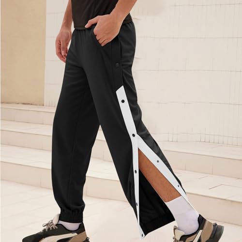 Men's Breakaway Athletic Pants Fashion Side Open Buckle Workout Trouser Warm-Up Sweatpants Relaxed Sports Pants2