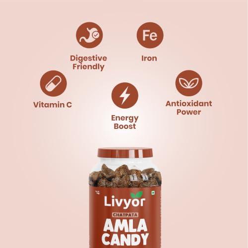 Image of Livyor Dried Chatpata Amla Candy for eating - 1kg | Dried and Spicy | Indian Dry Gooseberry Avla | Mouth freshner | No preservatives | | Amla Candy Chatpata | Pack of 1