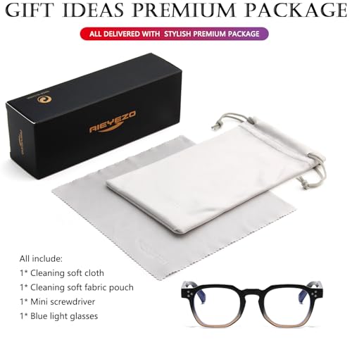 Image of AIEYEZO Retro Blue Light Glasses for Men Women Square Thick Framed Eyeglasses Trendy Vintage Computer Glasses