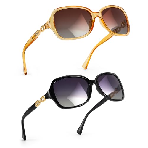 Image of SIPHEW Polarized Sunglasses for Women | Vintage Square Sunglasses w UV400 Protection | Womens Wraparound Shade