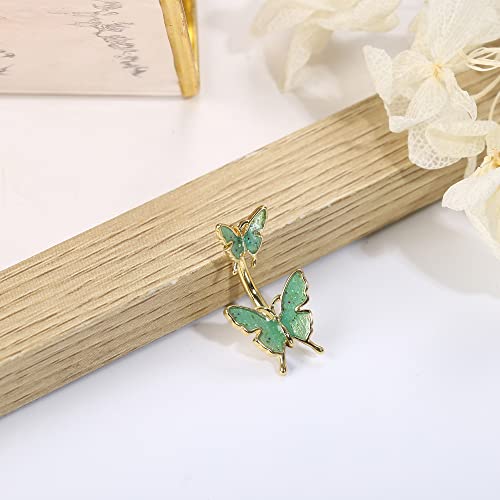 LOLIAS Belly Button Ring Surgical Steel Curved Navel Barbell Piercing Silver/Gold Plated Belly Rings for Women Navel Piercings Pack (Gold-Butterfly) - Thumbnail 7