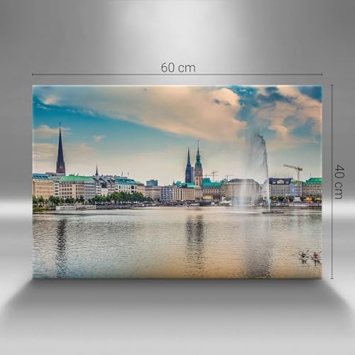 Tableaux 60x40cm Binnenalster Hambourg : décoration murale peinte Wallfluent