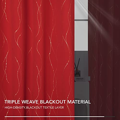 Deconovo Window Christmas Curtains And Drapes For Bedroom, 63 Inch Length - Sundproof Curtains With Golden Foil Printed, Children Bedroom Curtains (52W X 63L Inch, Red, Pack Of 2) #TOP4