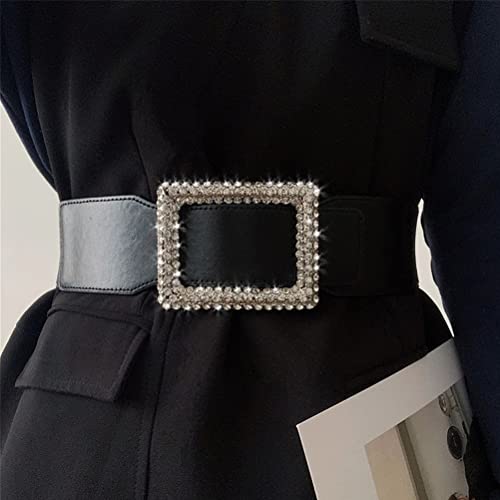 Bling Bling Rhinestone Women Belt for Dresses Wide Sparkle Elastic Waist Bands Accessory2