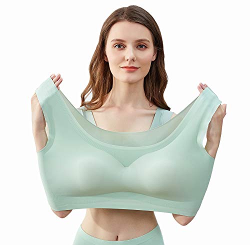 Women's Comfort Revolution Wirefree Bra Camisole Plus Size Back Close Sports Bra Green 7X Large
