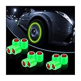 12PCS Fluorescent Skull Car Tire Valve Stem Caps, ABS Corrosion Resistant Wheel Valve Cover, Luminous Illuminated Cap Glow in The Dark, Auto Decor Accessories for Motorcycles Bicycles (Green/Red)