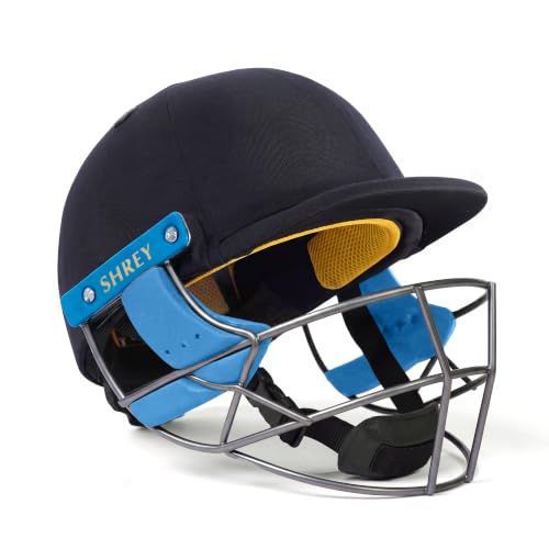Image of Shrey Master Class Air 2.0 Stainless Steel Batting Cricket Helmet for Men's (Navy /Curious Blue, S)