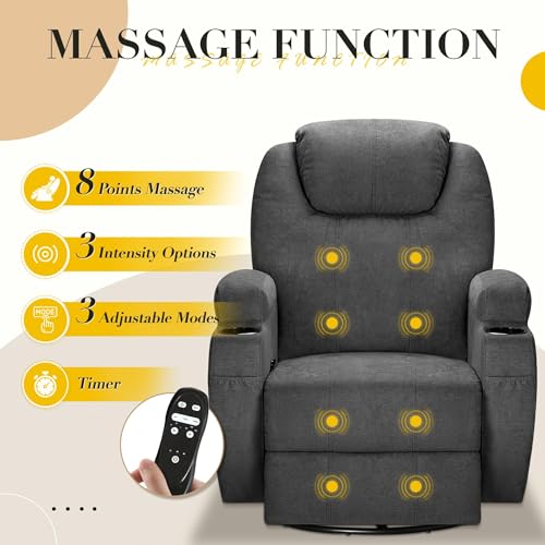 image for Furmax Recliner Chair, 360° Swivel Rocker Chair for Adults, Rocking R