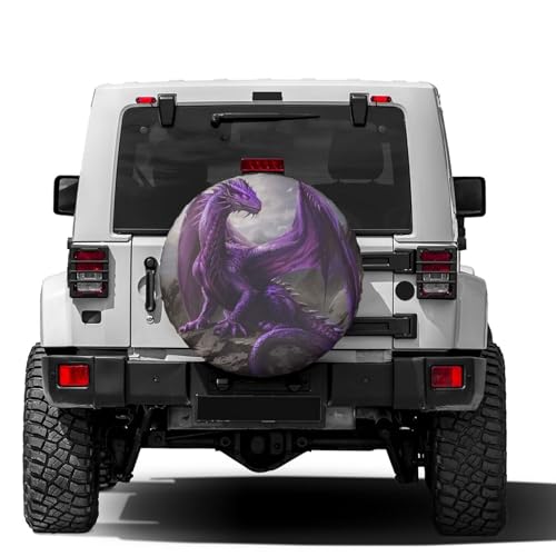 Image of Delerain Spare Tire Cover Cool Purple Dragon Wheel Covers Waterproof Dust-Proof UV Sun Universal Fit for Trailer RV SUV Truck and Many Vehicle (17 Inch for Diameter 31 inch-33 inch)