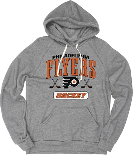 Blue 84 Philadelphia Flyers NHL Officially Licensed Tri-Blend Hooded Sweatshirt Hockey Heather Gray, Medium