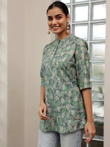 Image of Libas Womens Printed Silk Blend Straight Kurti for Women Suit