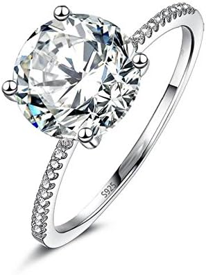VERA NOVA JEWELRYElegant 3Ct Brilliance Zircon 925 Sterling Silver Engagement Ring