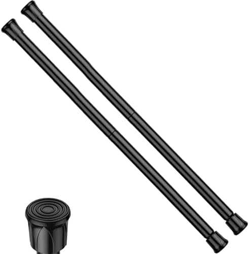 ZipGlo Tension Curtain Rod 28-38 inch Small Tension Rods Black Adjustable Spring Tension Curtain Rods 2PCS Mini Curtain Rod Short for Cupboard Closet Rod Kitchen Drawers No Drill Cupboard Cabinets
