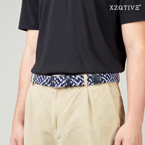 Image of XZQTIVE Braided Stretch Belt Mens Gift Elastic Woven Belt for Golf Casual Pants Shirts Jeans