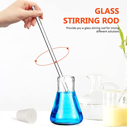 iplusmile 1 Conjunto De Pipetas De Vidro De Frasco Erlenmeyer Conta-Gotas Hastes De Agitação De Vidr