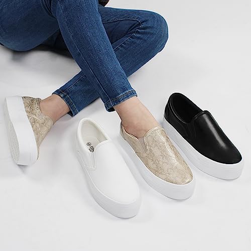Image of JABASIC Women Slip-on Platform Loafers Casual Comfortable Loafer Shoes