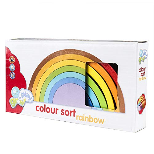 Coogam Wooden Rainbow Stacker Nesting Puzzle Blocks - Tunnel Stacking Game Building Creative Color Shape Matching Jigsaw Learning Toy Set Board Early Development Gift For Kids Boy Girl #TOP6