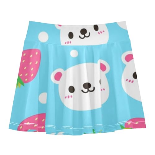 Joisal Cute Bears Strawberries Blue Athletic Shorts for Girls Skorts Tennis Skirts Toddler Pink Cute Flowy Skirt 3t