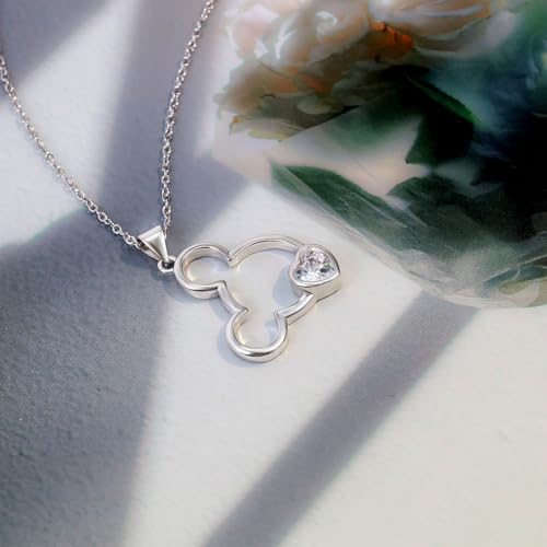 Generic Sterling Silver Cute Mouse Pendant Necklace for Girls, Teens, Women - Heart-Shaped Cubic Zirconia, Adjustable, Gift for Christmas, Daughter4