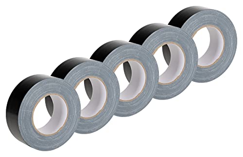 Stagecaptain DT-4850BK-PRO Gewebeband - 5 Stück im Set - Klebeband, Panzerband, Gaffa - 48mm breit - 50m lang - Schwarz