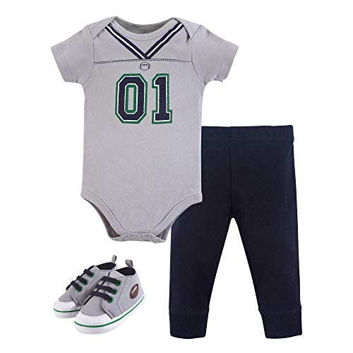 Image of Little Treasure Unisex Baby Cotton Bodysuit, Pant and Shoe Set