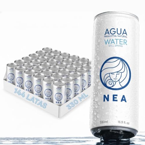 NEA Agua Mineral Natural Enlatada - Agua de Manantial Premium en Latas de Aluminio Sostenible - Sin Plástico Sin BPA 330ml (6 Cajas - Pack de 144)