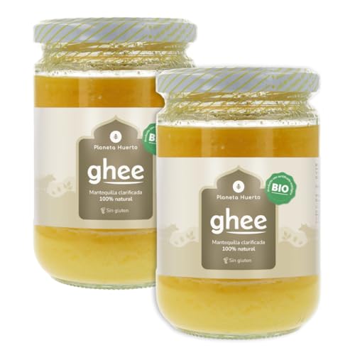 PLANETA HUERTO | Ghee Mantequilla Clarificada Ecológica 500 g, Ghee BIO - Ghee Mantequilla para Cocinar, Untar y Recetas Saludables, Sin Gluten y Bajo en Lactosa