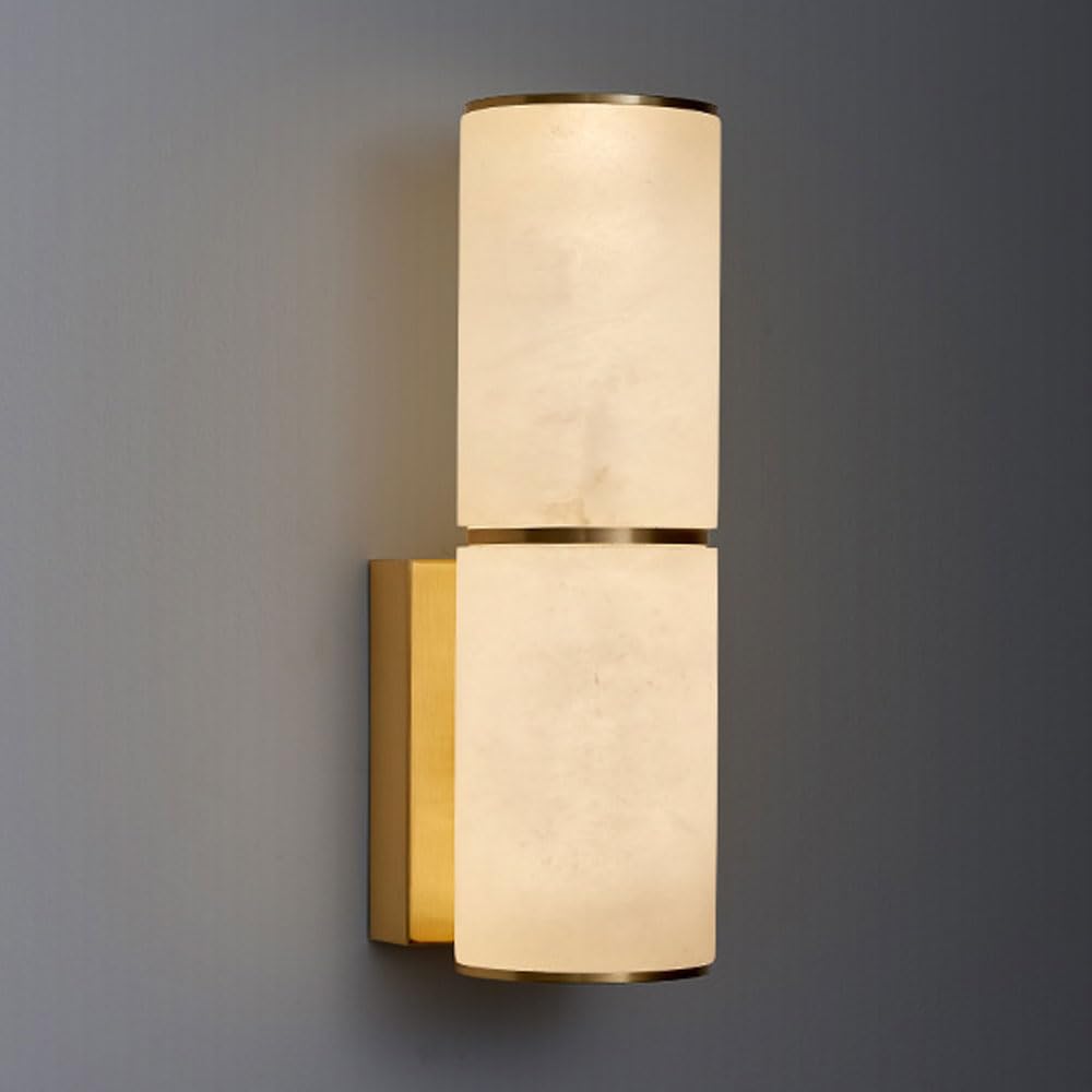 SSBHDM 10.2 Inch Cylindrical Alabaster Wall Light, Modern Industrial Style Wall Lamp, Hardwired LED Light Source Wall Sconce, Restaurant Living Room Balcony Wall Mounted Lighting Fixtures