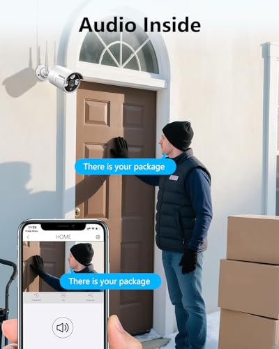 Image of (2026 New) Wireless Security Camera System, 10CH 10'' IPS Monitor NVR with 4 x 3MP WiFi Cameras & 1TB HDD, Dual Band 2.4 /5.8G, Dual Antennas, Audio, IP67, No Monthly Fee