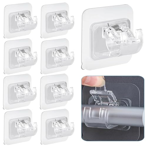 Image of Pack of 10 Self-Adhesive Curtain Rod Holders, Nail-Free Adjustable Rod Holders, Towel Rods, Hooks, Curtains Hooks Holder for Living Room, Bedroom, Bathroom, Hotel Pipe HOLDER-10