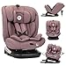 Lorelli Kindersitz drehbar 360 Grad i-Size 40-150cm mit Isofix, Mitwachsender Baby Autositz Capella, Gruppe 0+/1/2/3, 0-12 Jahre, 0-36 kg, Auto Babysitz ab Geburt, 5-Punkt-Gurt, Rosa
