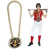 Penitue Turnover Chain, 6in/15cm Big Gold Goat MVP Baseball Medal Necklace Funny Champion Player of The Game Chain Award for Sports Trophy Prize Gifts (Baseball)