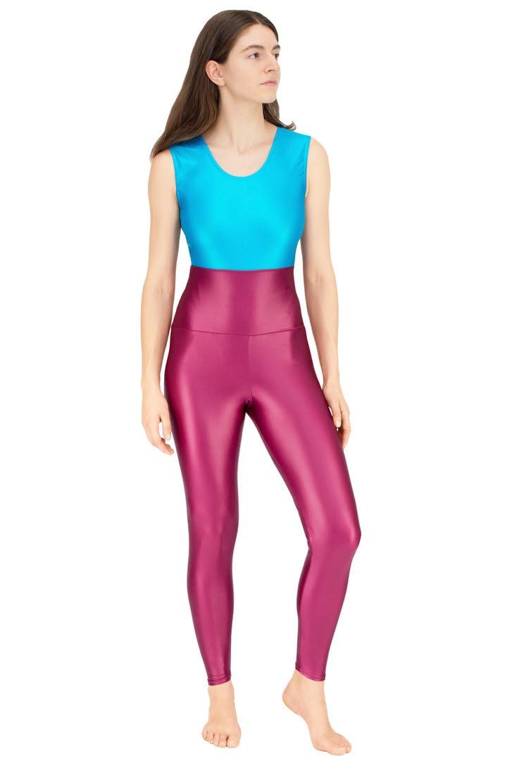 Damen Wetlook High-Waist Leggings glänzend