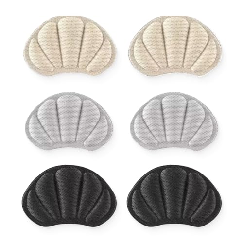 3 Pairs Coussinets de Talon, Autocollant Protege Talon Chaussure Cousinette,Sport Antidérapant Baskets Autocollant Inserts de Talons,Protecteur de Soins des Pieds(Gris&noir&Couleurs de Peau)