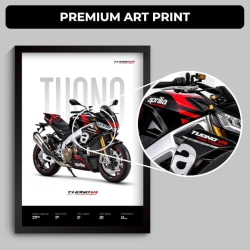 Image of Aprilia Tuono V4 Poster | Superbike Aprilia Tuono V4 Framed Poster | Framed Matt Superbike | Bike Posters A3 Size (31 x 23 cm) | Motorrad Bikes Posters for Wall, Home, Bedroom, Living room decoration (F 199)